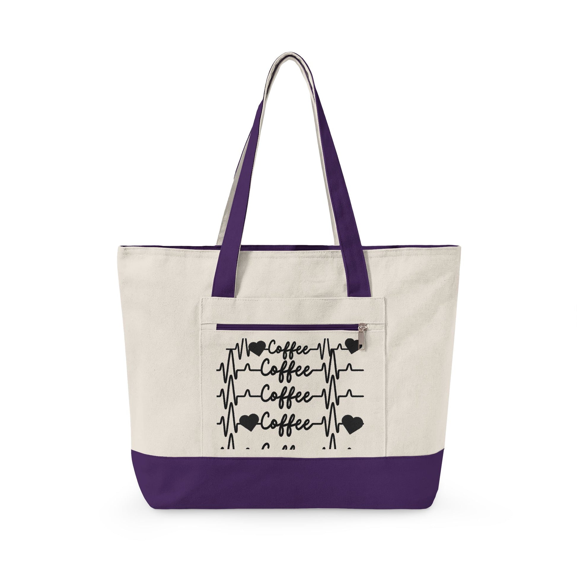 Zippered Canvas Tote Front Zip Pocket