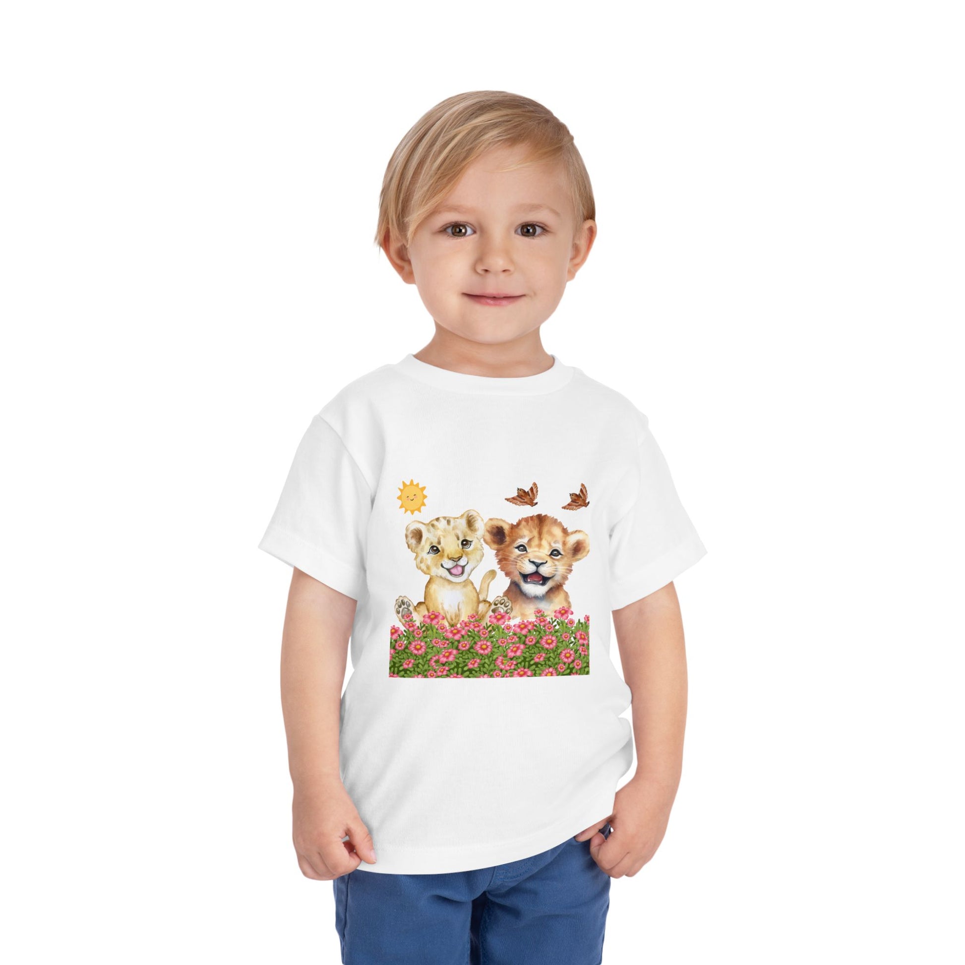 Toddler Short Sleeve Tee Shirt Cubs In Flower Bush