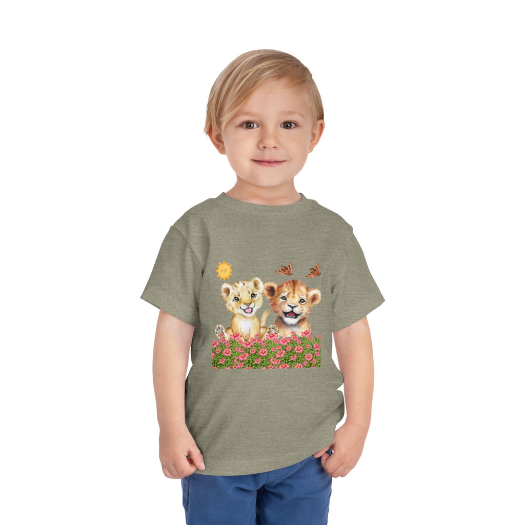 Toddler Short Sleeve Tee Shirt Cubs In Flower Bush