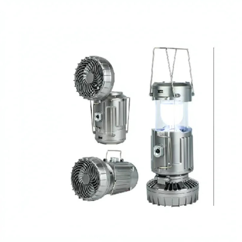 Rechargeable Solar Fan Tent Lamp Outdoor Camping / Semi Truck Travel LED Light Portable Multifunctional Lantern For Hiking Emergency First Aide Gear