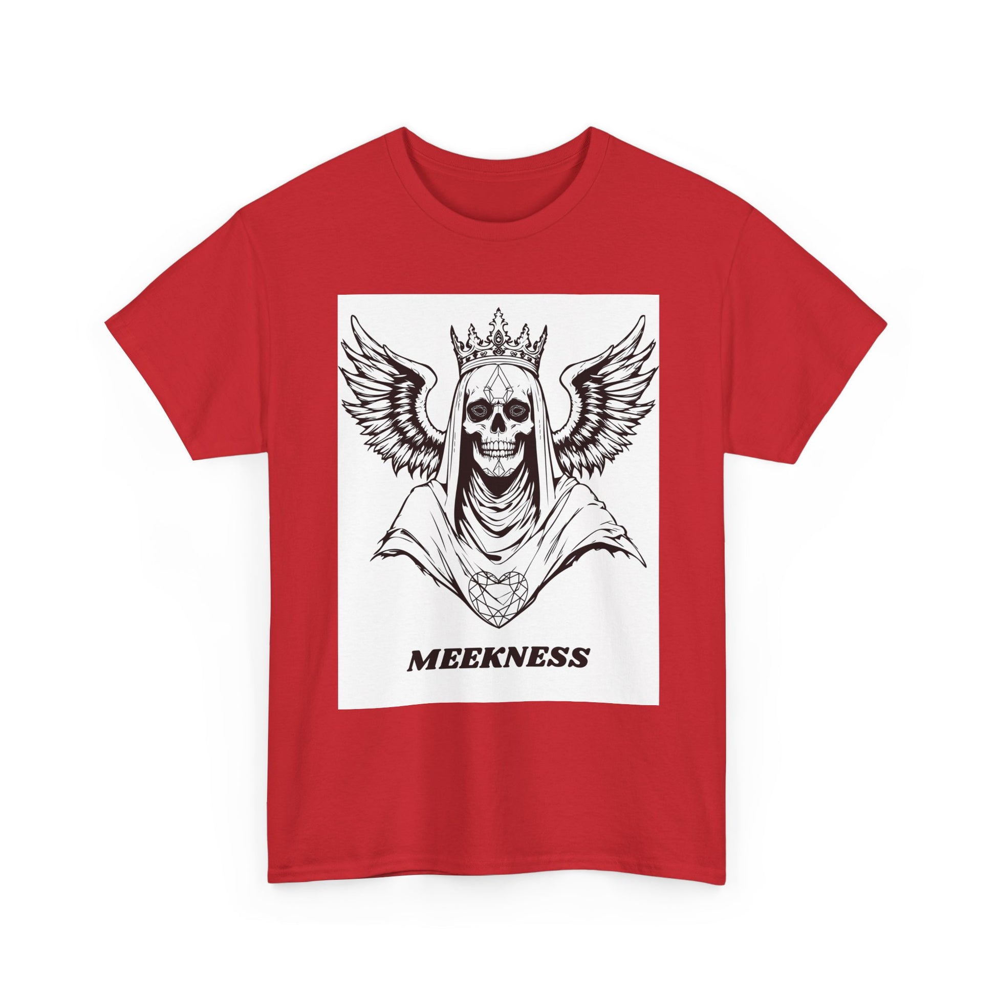 Skull Crown Wings Cotton Tee Shirt White Background