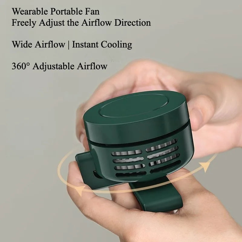 Portable USB Rechargeable Clip Fan, Neck Hanging Waist Clip Mini Fan, Quiet Strong Airflow for Comfortable Travel