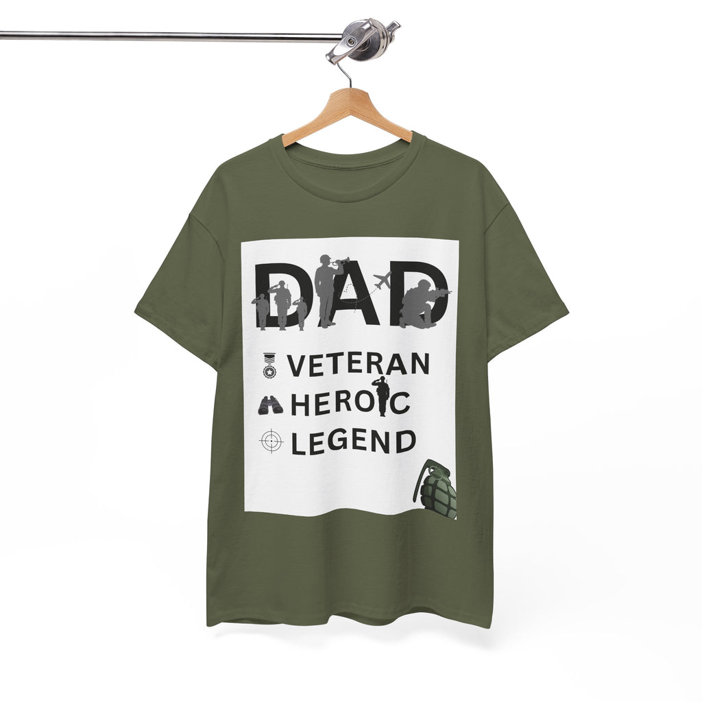 Dad Veteran, Heroic, Legend Tee Shirt White Background
