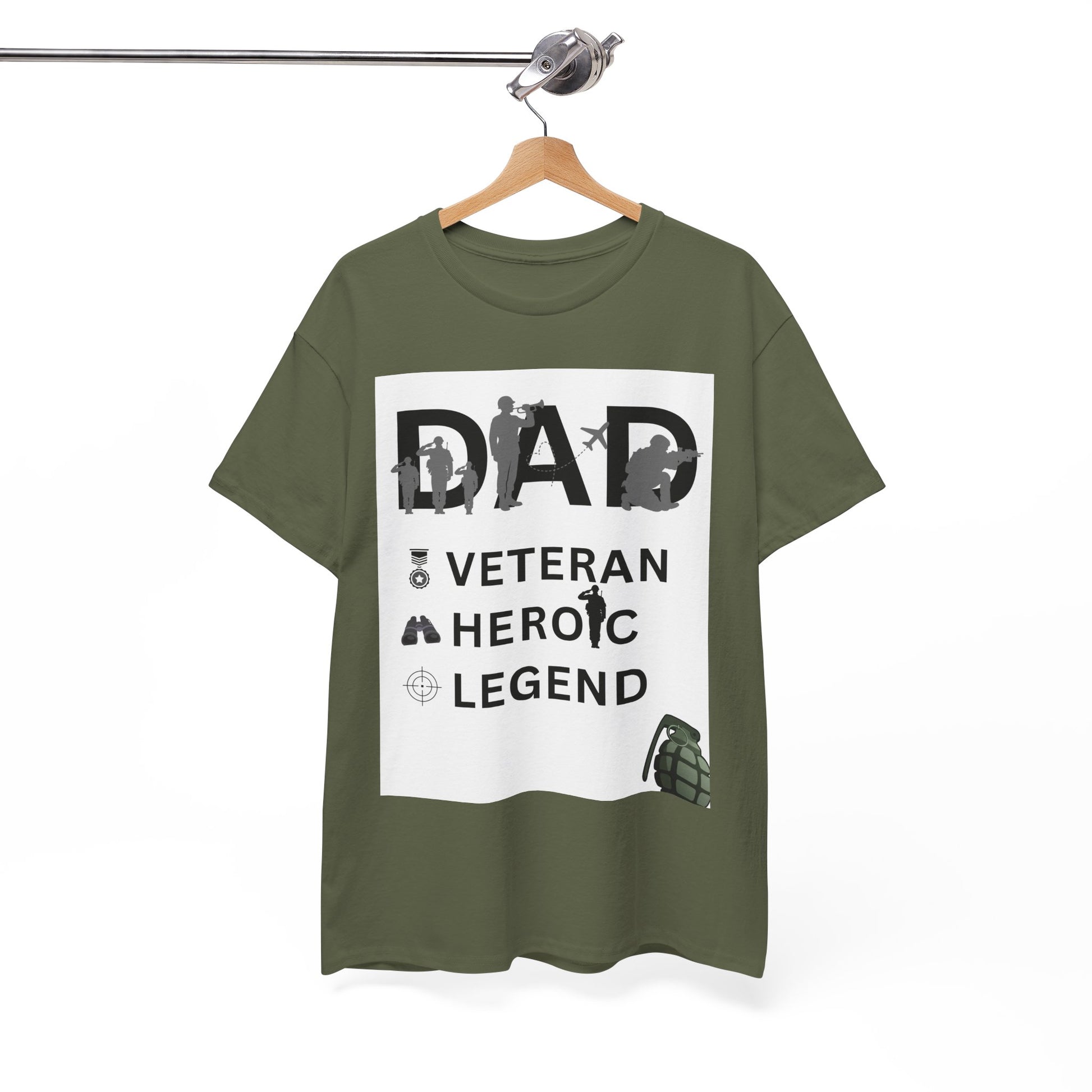 Dad Veteran, Heroic, Legend Tee Shirt White Background