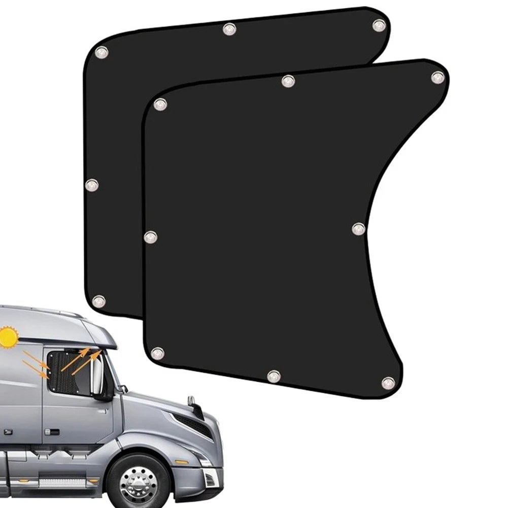 Commercial Semi Tractor Vehicle Sun Blocker Truck Side Window Shades For Sunny Day Driving Glare Reduction Suction Cup Installation 2 Sun Blockers Per Pack