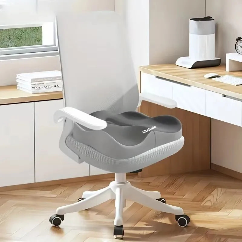 Comfortable 3D Memory Foam Cushion with Washable Polyester Case for Office and Vehicle Seating, Light Green/Grey
