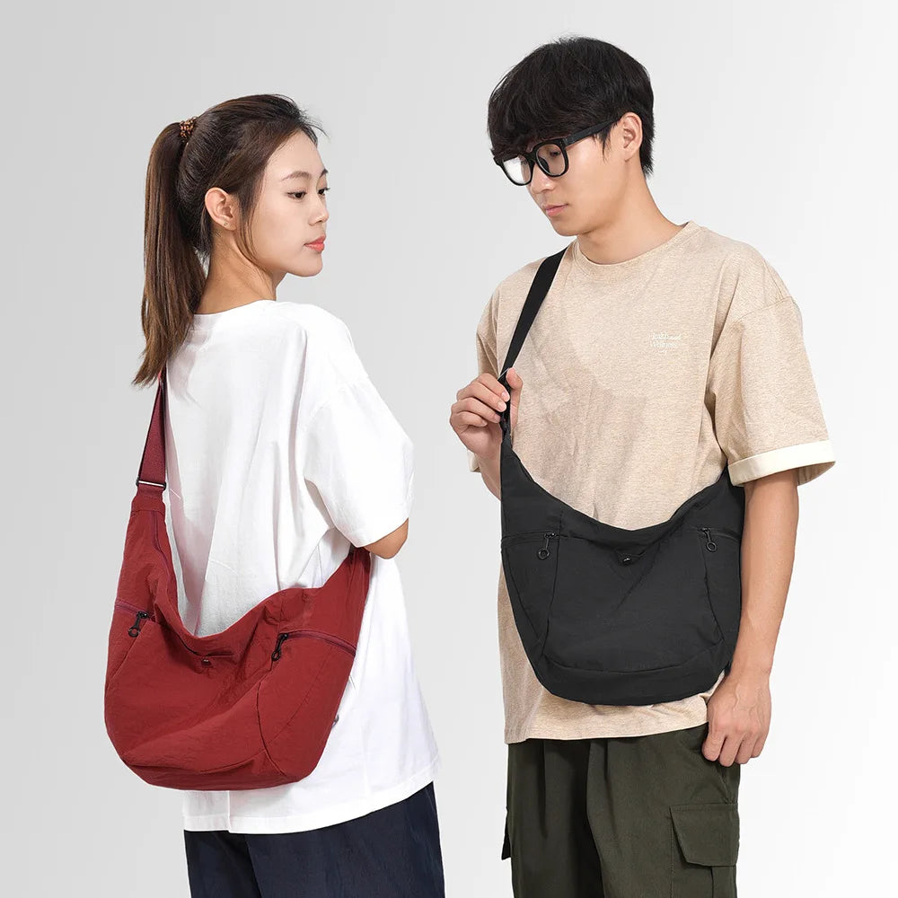 Large-capacity casual dumpling bag, lightweight men's cross-body bag, nylon fabric waterproof women's shoulder bag