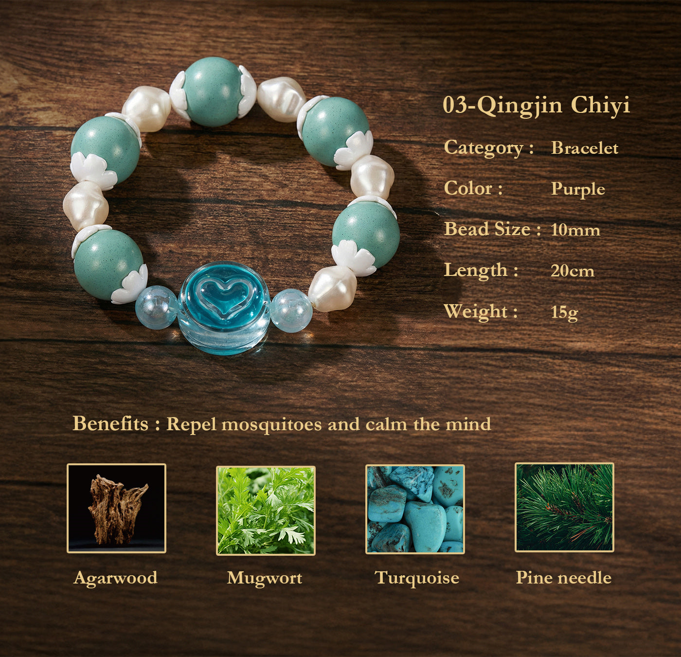 Elegant Herbal Bracelet Jewelry Boost Calmness