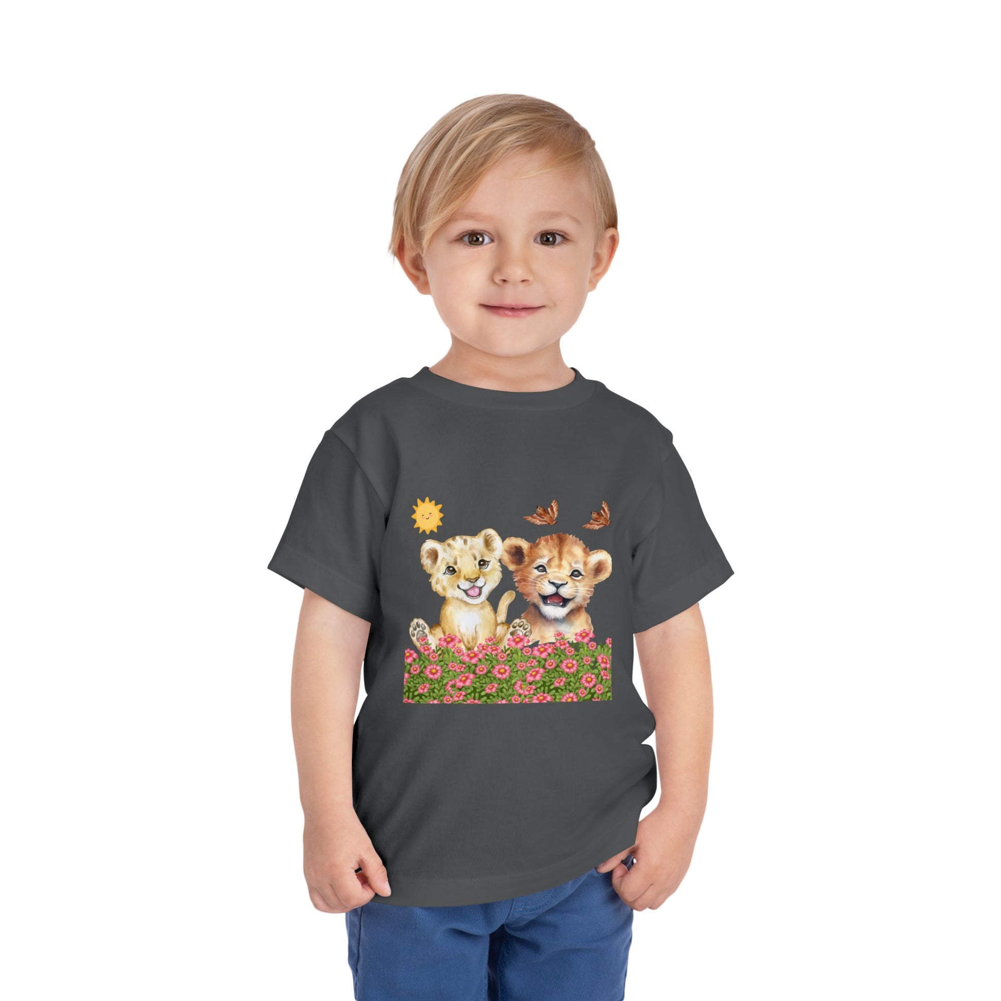 Toddler Short Sleeve Tee Shirt Cubs In Flower Bush