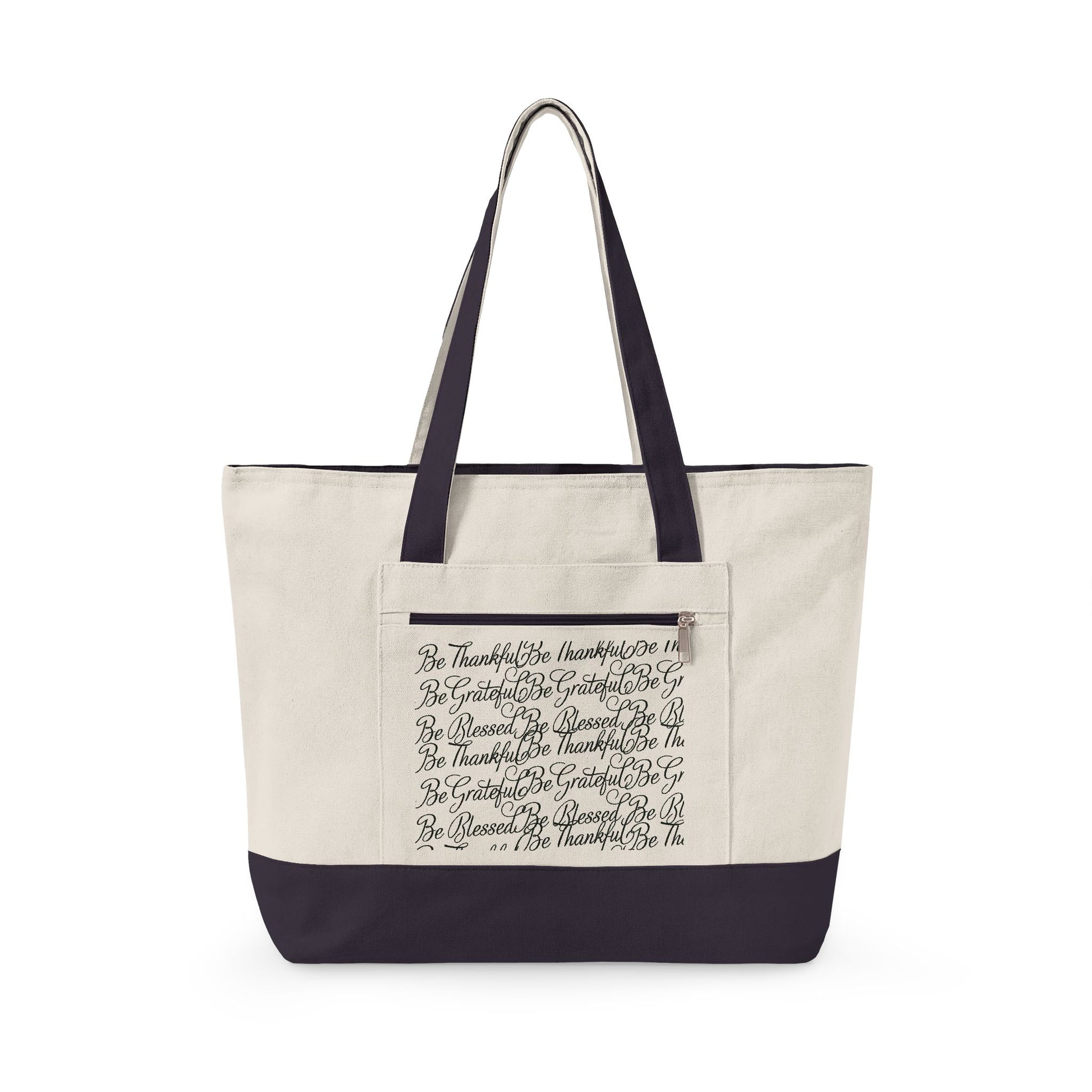 Be Thankful Be Grateful Be Blessed Zippered Canvas Carry Bag