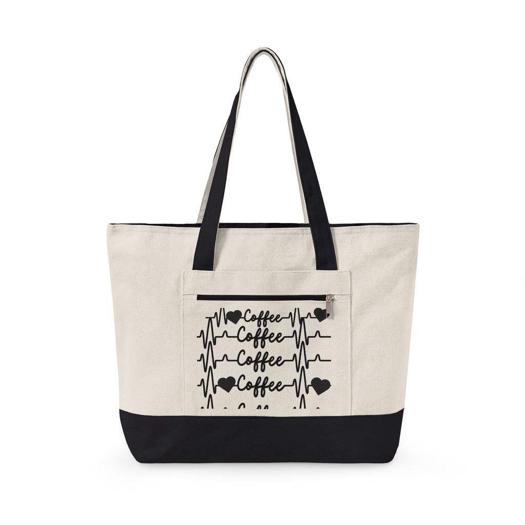 Zippered Canvas Tote Front Zip Pocket