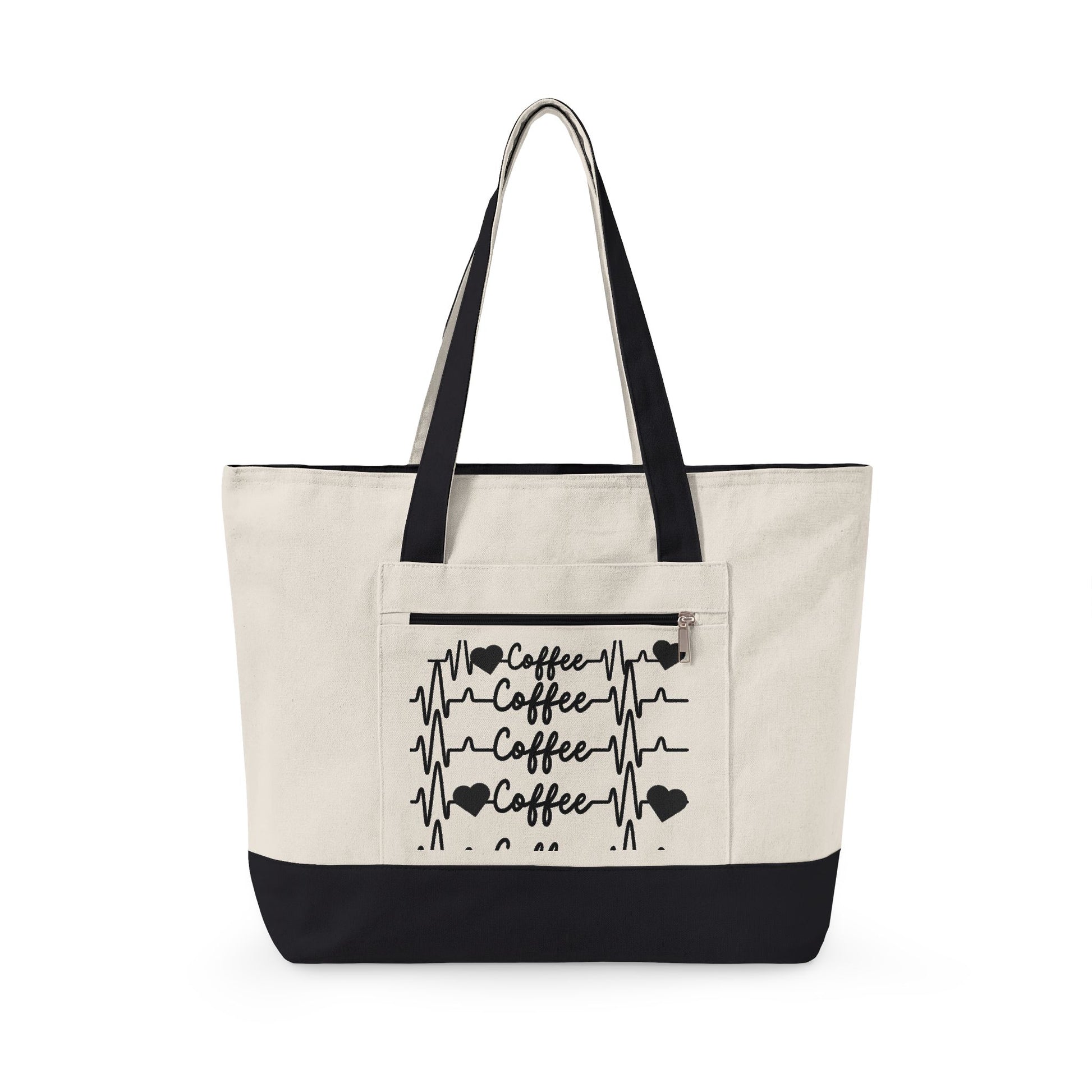 Zippered Canvas Tote Front Zip Pocket