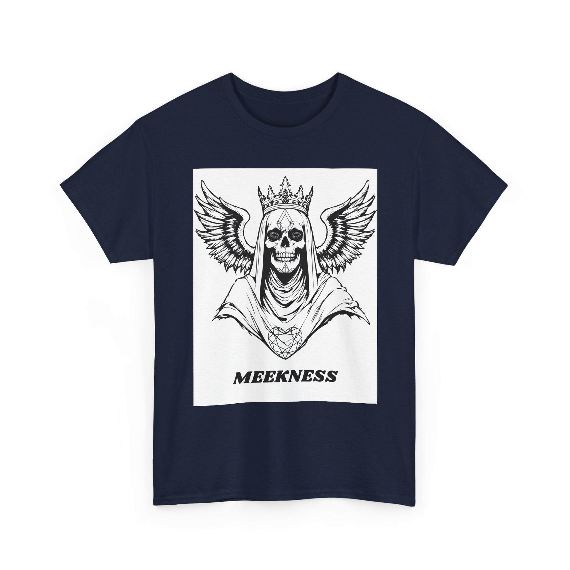 Skull Crown Wings Cotton Tee Shirt White Background