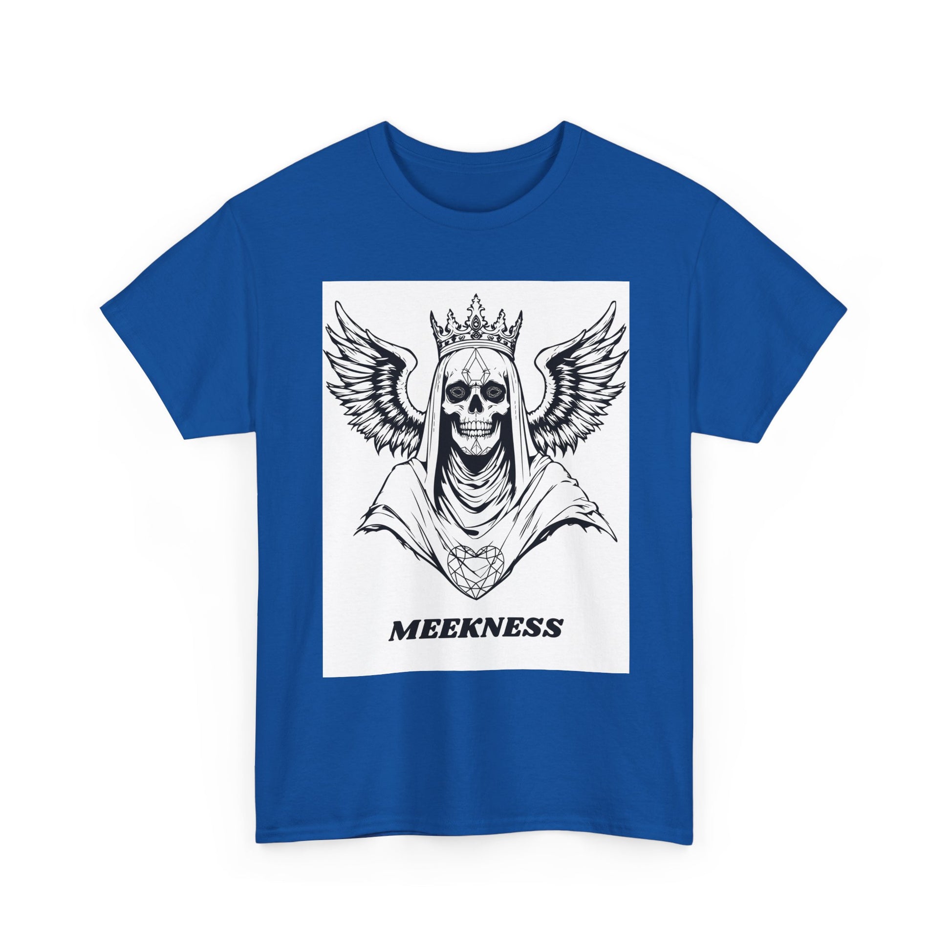 Skull Crown Wings Cotton Tee Shirt White Background