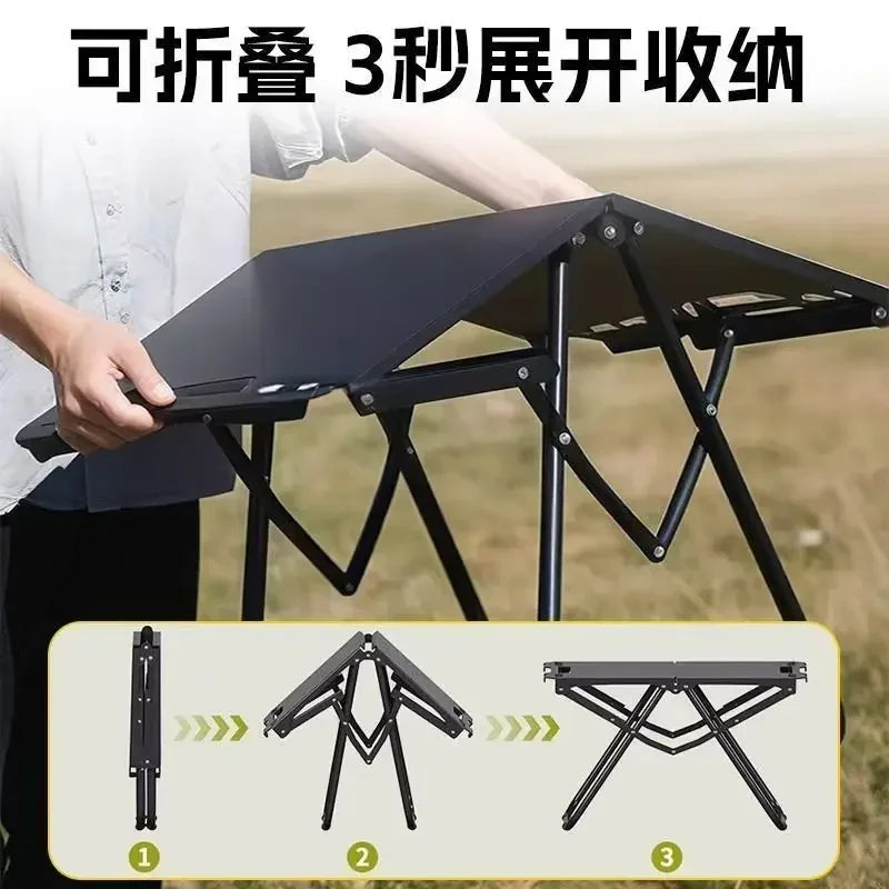Portable Folding Table Outdoor or Indoor Picnic Table Lightweight Design Hanging Storage Space Travel Cooking Table