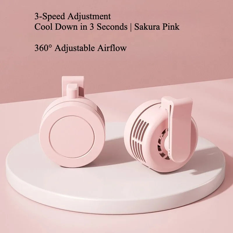 Portable USB Rechargeable Clip Fan, Neck Hanging Waist Clip Mini Fan, Quiet Strong Airflow for Comfortable Travel
