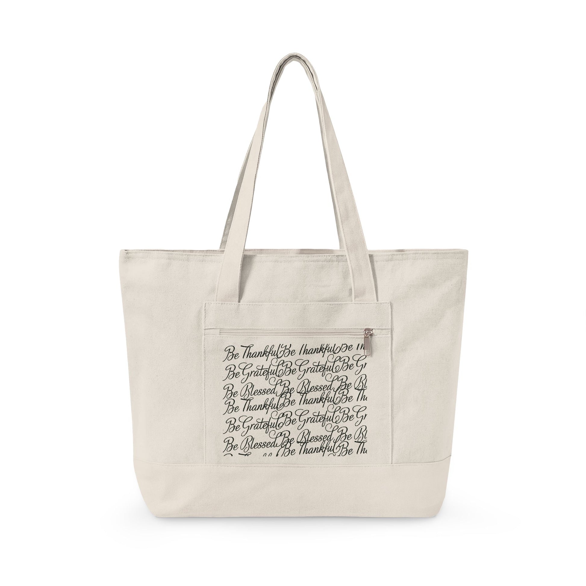 Be Thankful Be Grateful Be Blessed Zippered Canvas Carry Bag