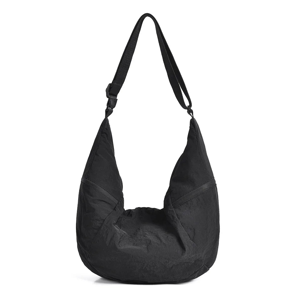 Large-capacity casual dumpling bag, lightweight men's cross-body bag, nylon fabric waterproof women's shoulder bag