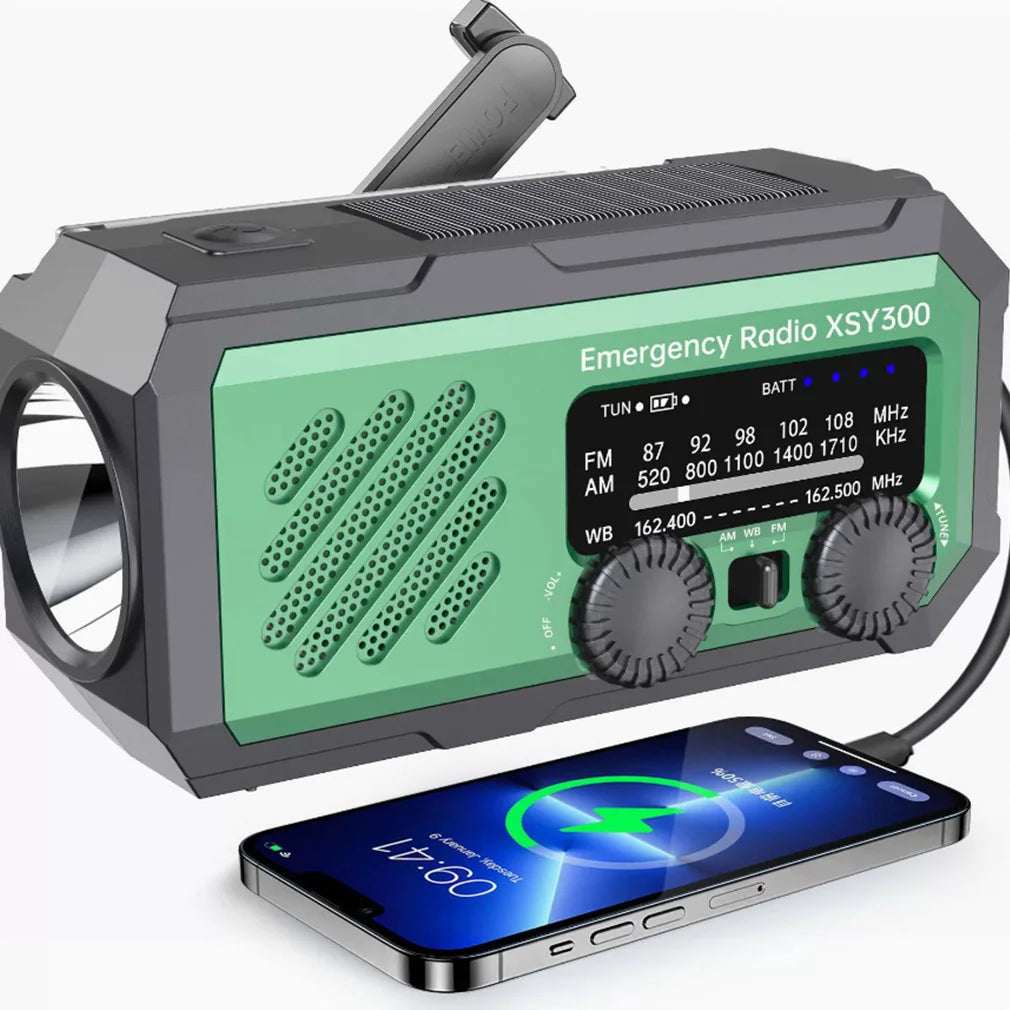 New 2000mAh Emergency Radio Solar Hand Crank Generator Radio with LED Light Weather AM/FM Portable Radio SOS Alarm Power Bank