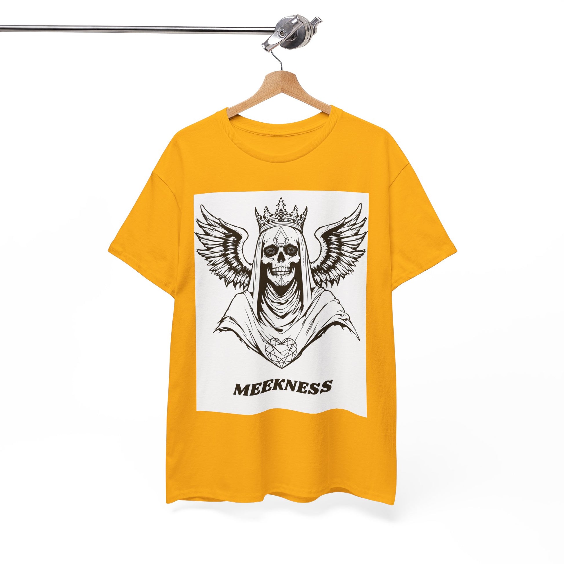 Skull Crown Wings Cotton Tee Shirt White Background