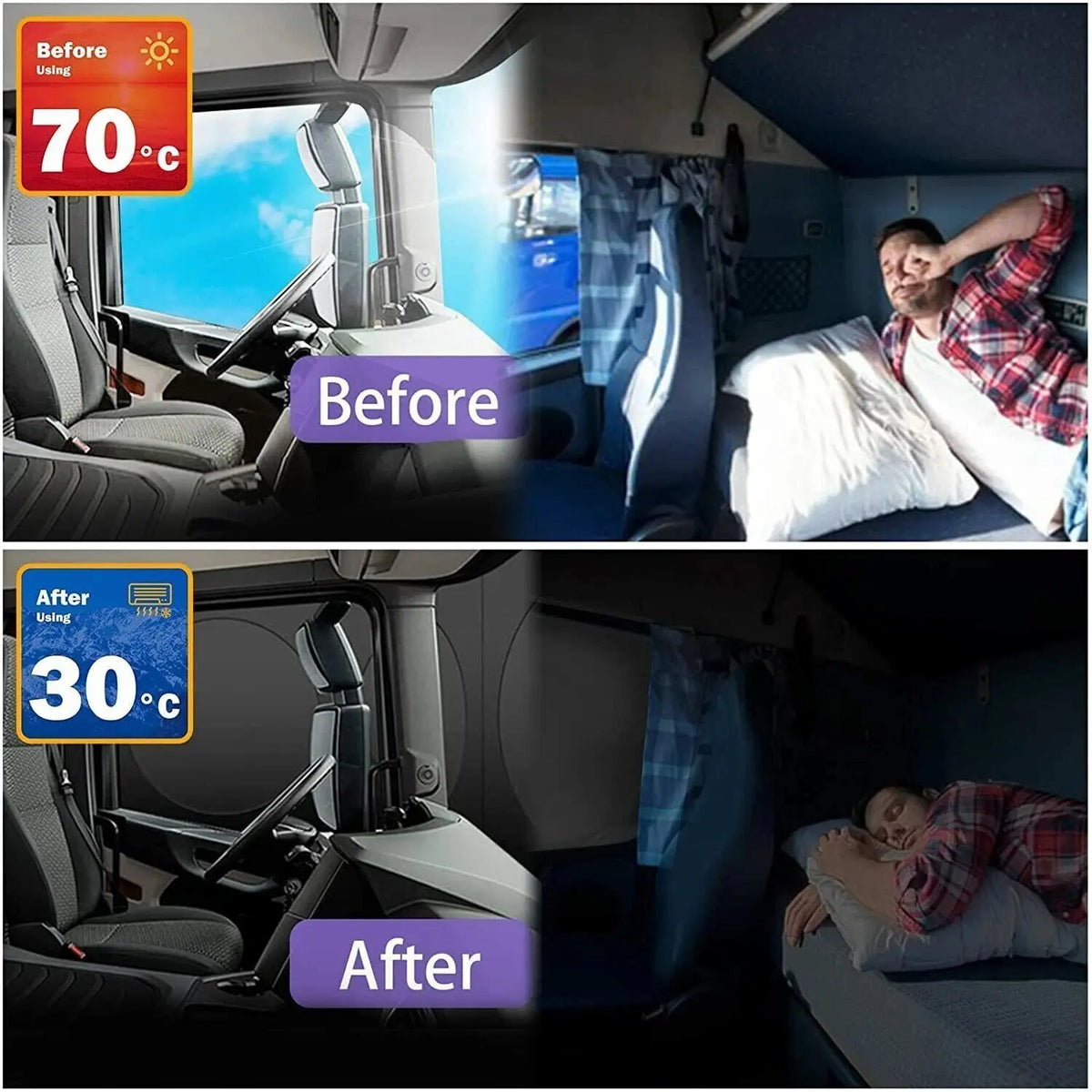 Windshield Sun Shade for Semi Truck Windshield | Large Coverage Foldable Front Window Sunshade Heavy Duty UV Heat Sun Visor