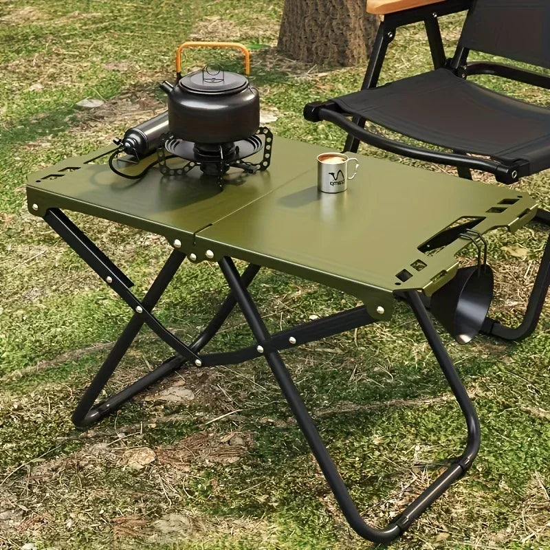 Portable Folding Table Outdoor or Indoor Picnic Table Lightweight Design Hanging Storage Space Travel Cooking Table