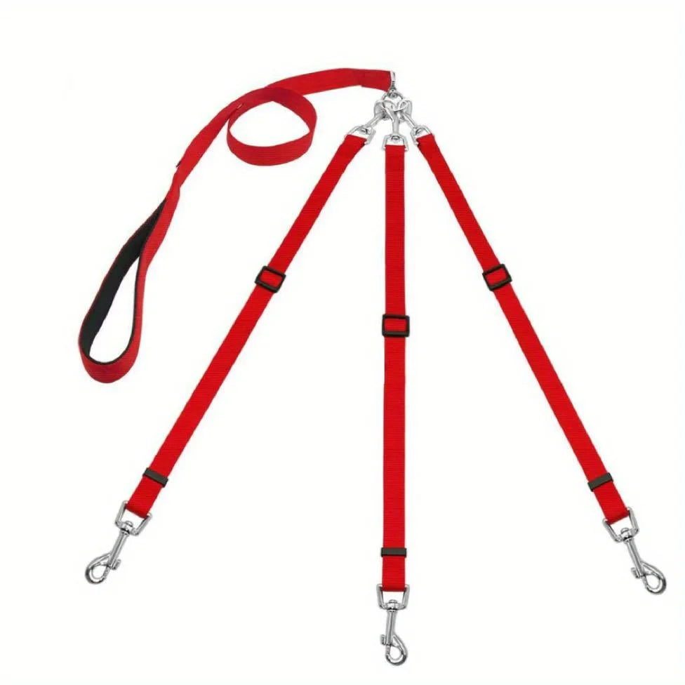 Durable 3-in-1 Nylon Dog Leash with Padded Handle for Outdoor Walking, Car Travel, Hiking and Camping - Three-Way Pet Leash