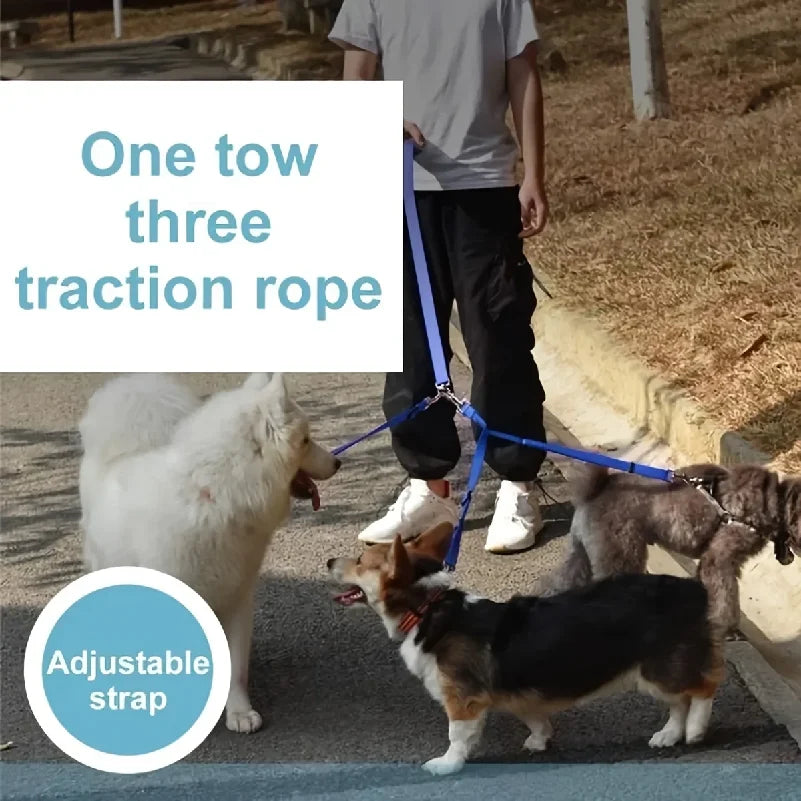 Durable 3-in-1 Nylon Dog Leash with Padded Handle for Outdoor Walking, Car Travel, Hiking and Camping - Three-Way Pet Leash