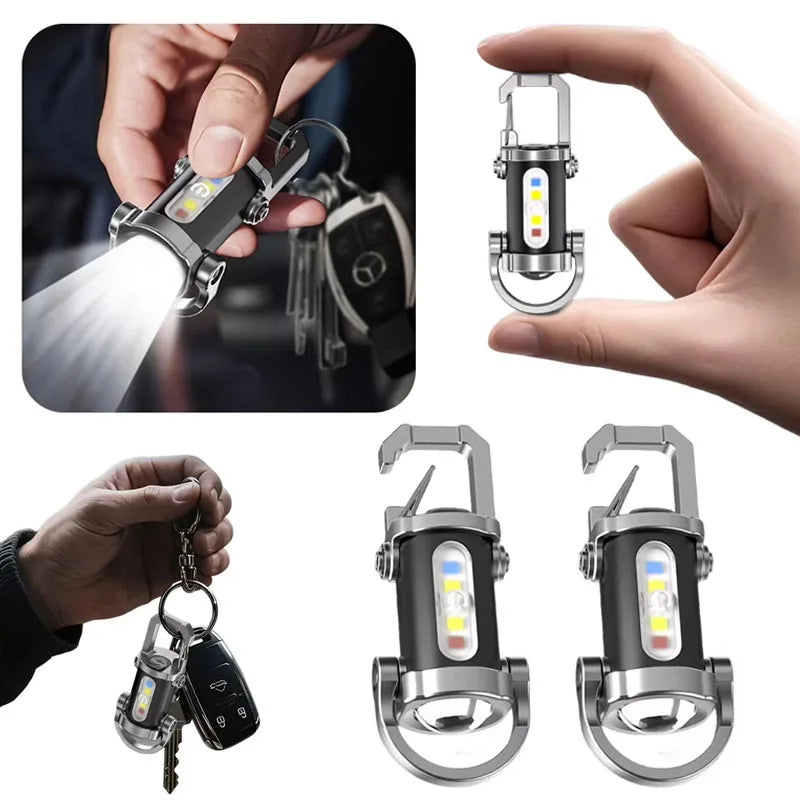 Rechargeable Mini Keychain Light Carabiner Small Pocket Flashlight for Outdoor Hiking Emergency Key Ring