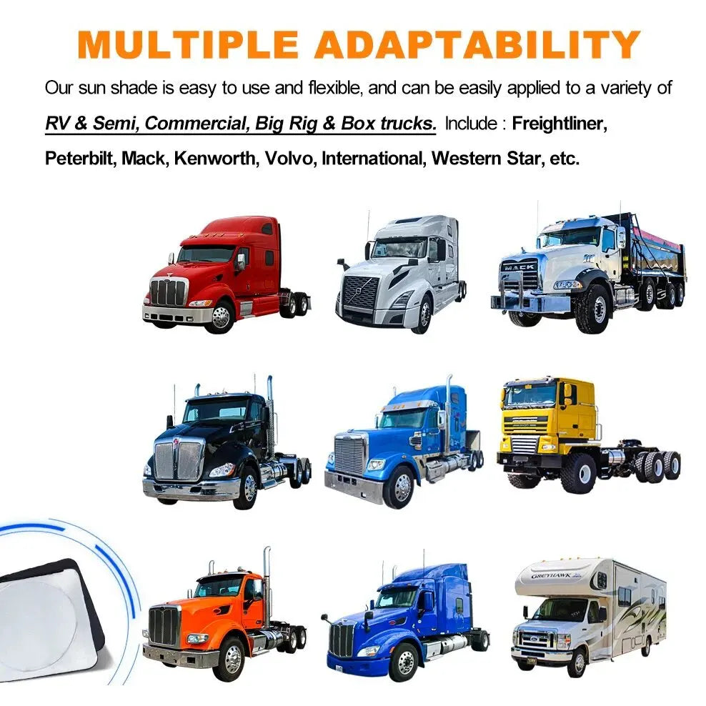 Windshield Sun Shade for Semi Truck Windshield | Large Coverage Foldable Front Window Sunshade Heavy Duty UV Heat Sun Visor