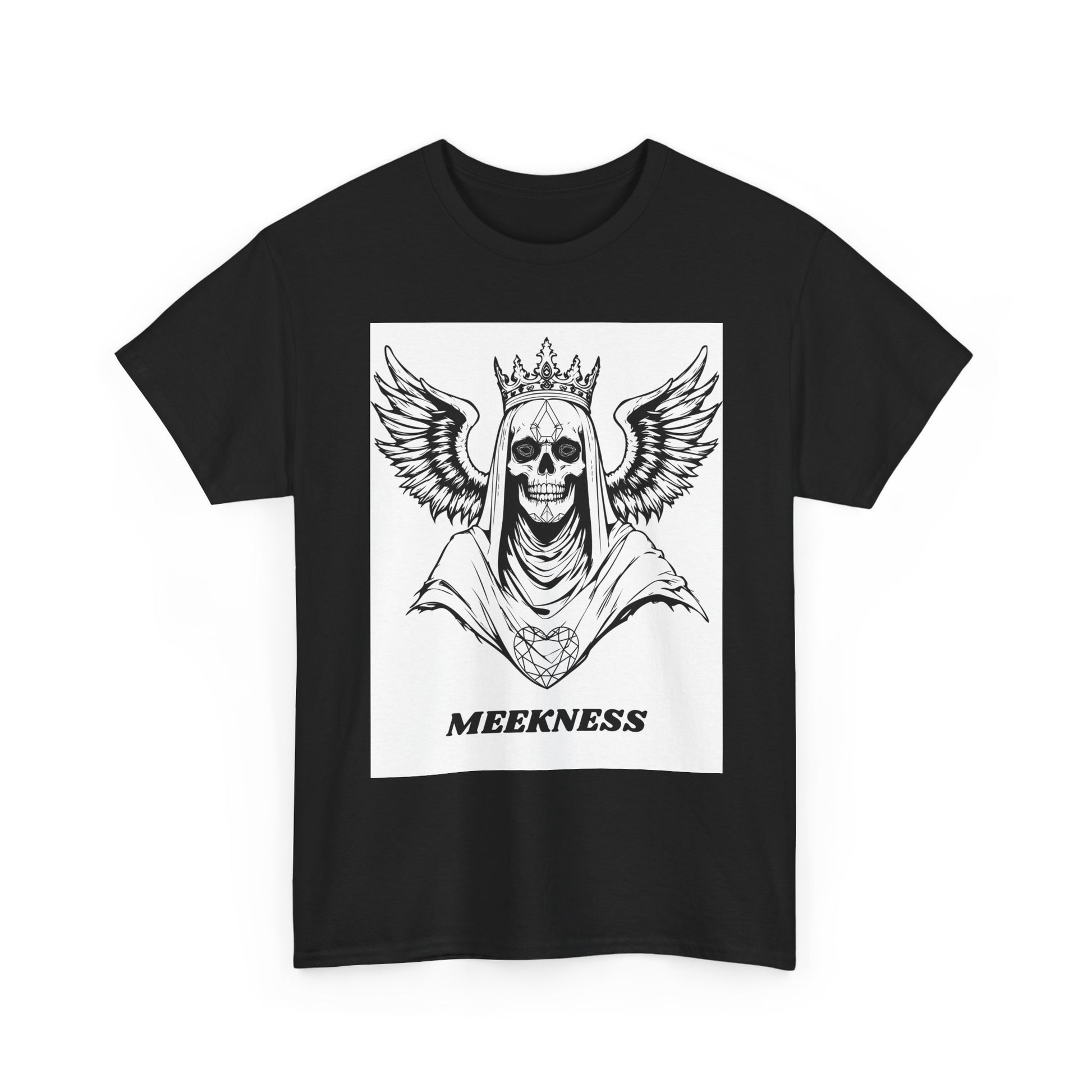 Skull Crown Wings Cotton Tee Shirt White Background