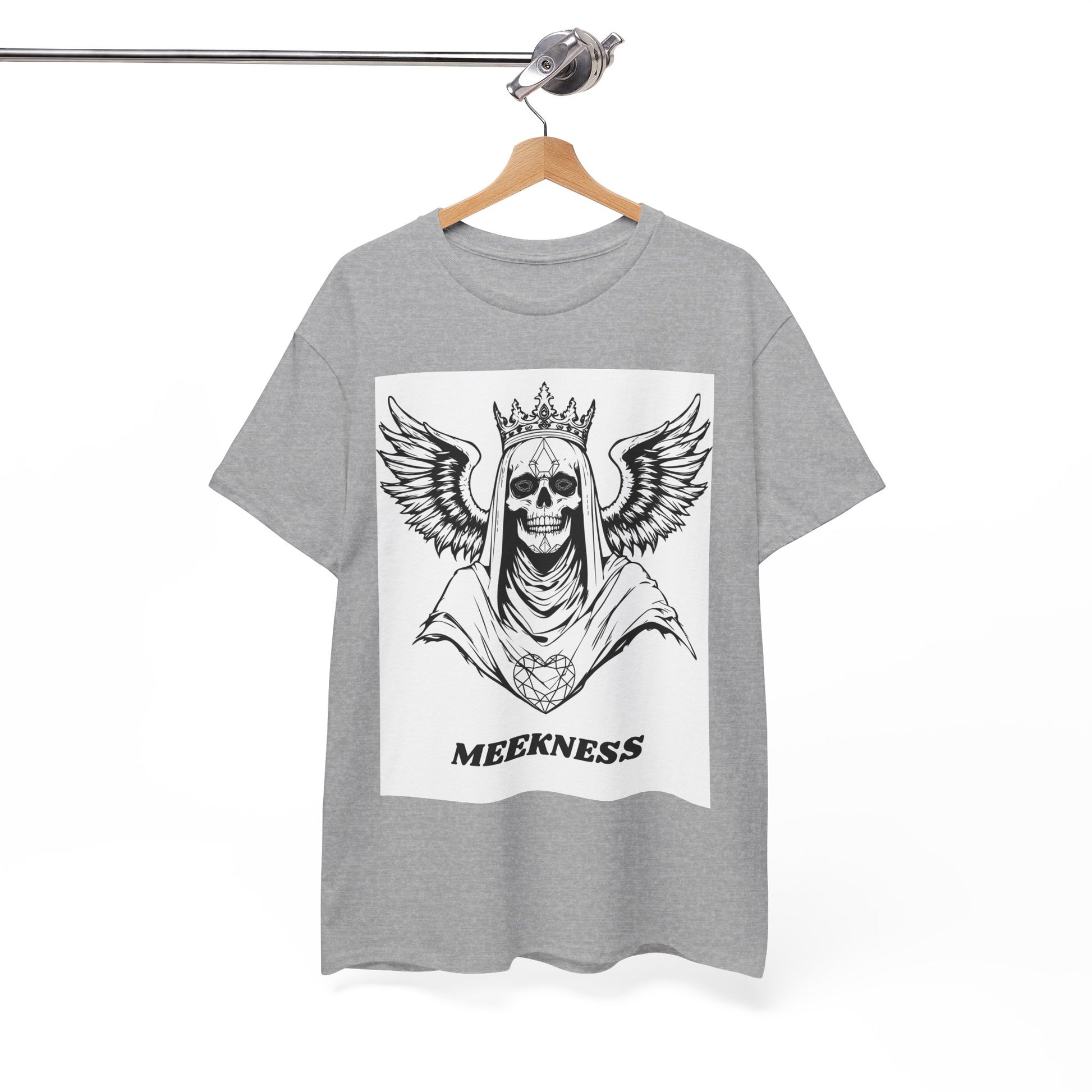 Skull Crown Wings Cotton Tee Shirt White Background