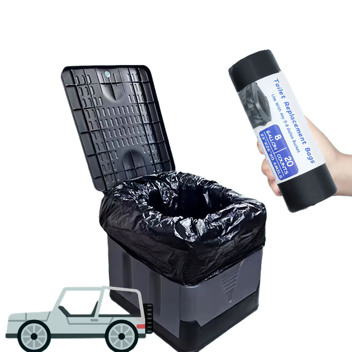 Biodegradable Toilet Bag Disposable Plastic Waste Bags for Car / Semi Truck