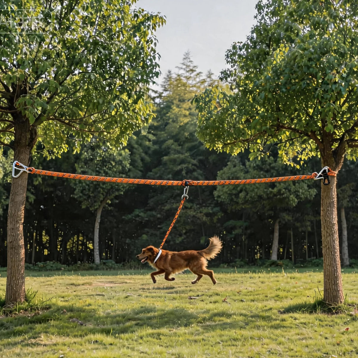Portable Dog Trolley Cable Heavy Duty Dog Tie Out Overhead System Outdoor Camping Running Lead with Carry Bag for Large Dogs