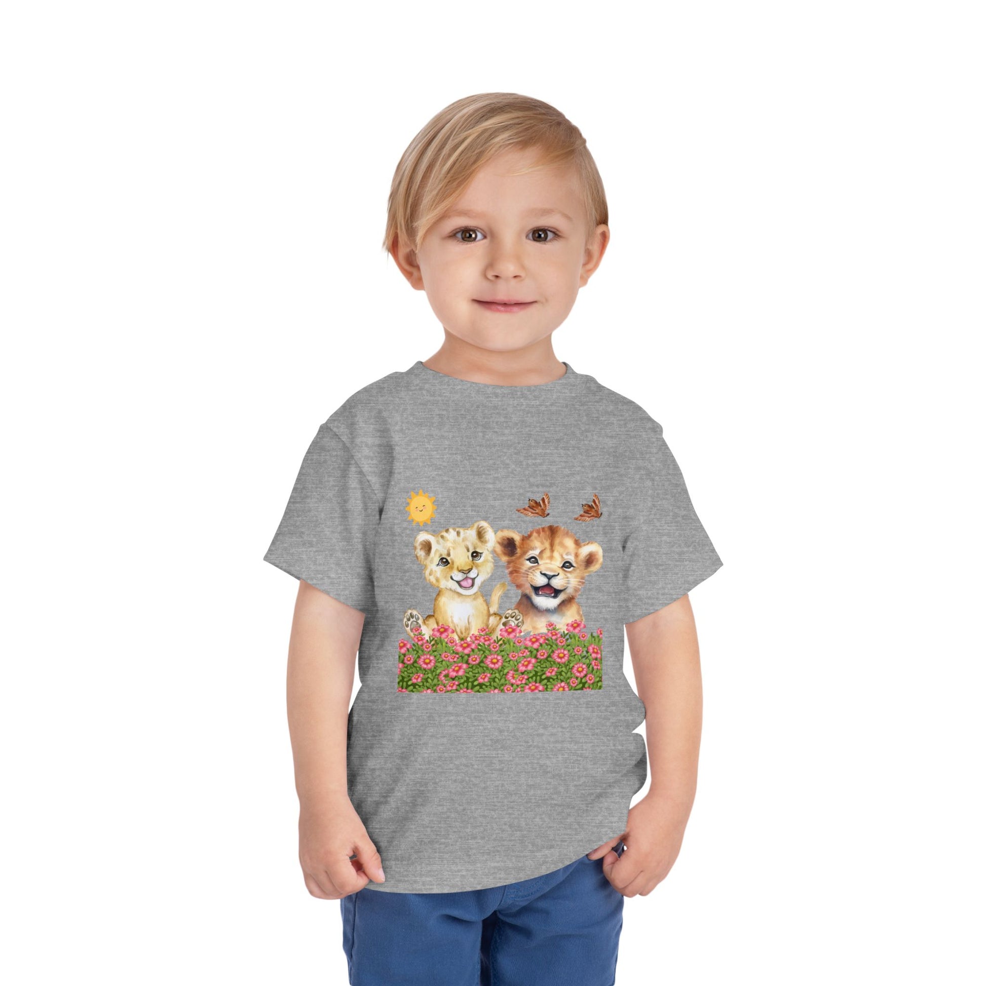 Toddler Short Sleeve Tee Shirt Cubs In Flower Bush