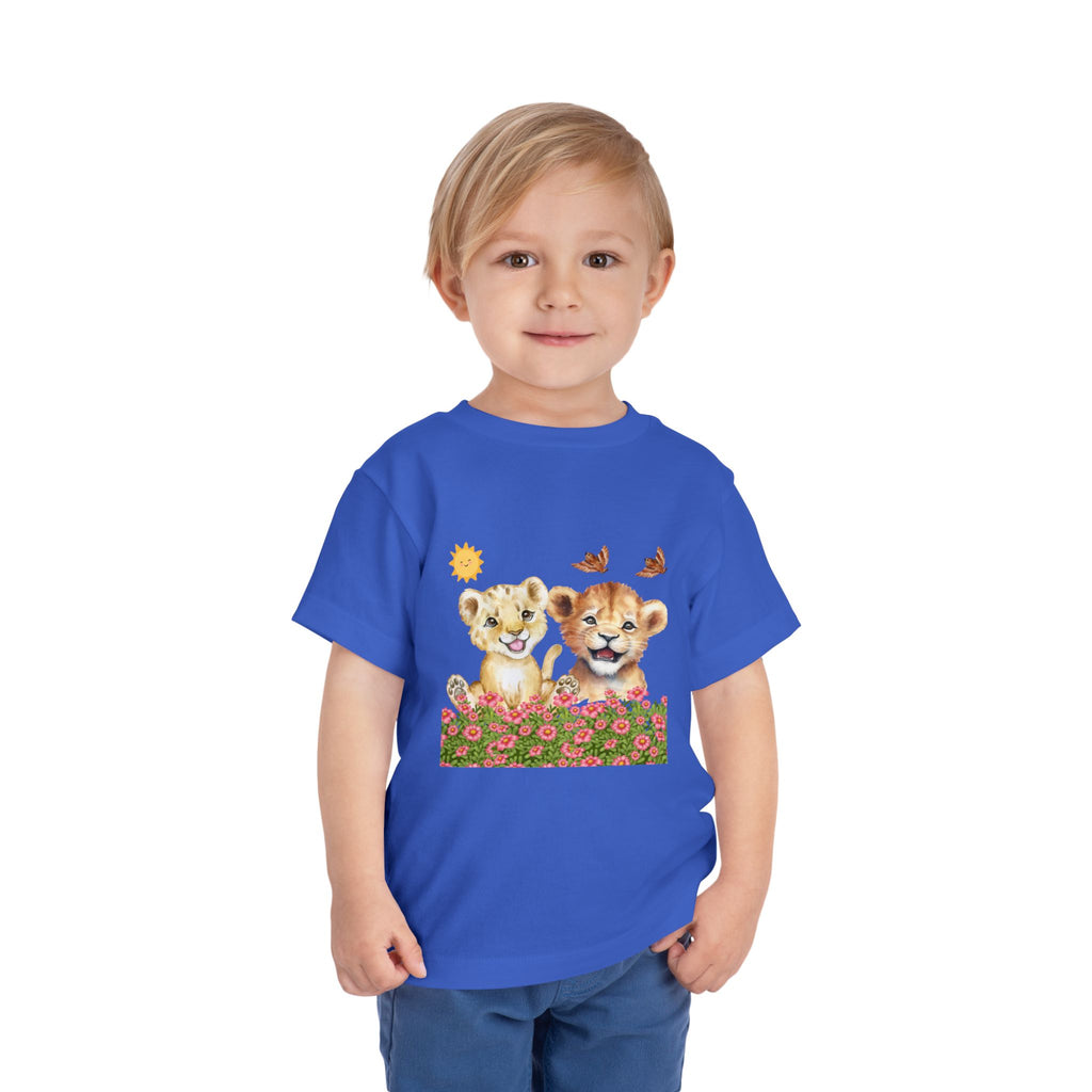 Toddler Short Sleeve Tee Shirt Cubs In Flower Bush