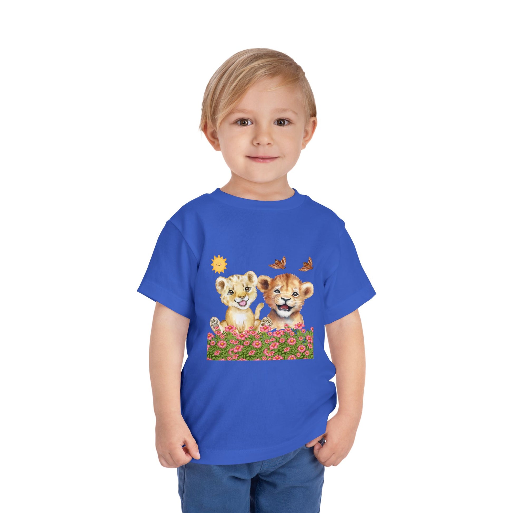 Toddler Short Sleeve Tee Shirt Cubs In Flower Bush