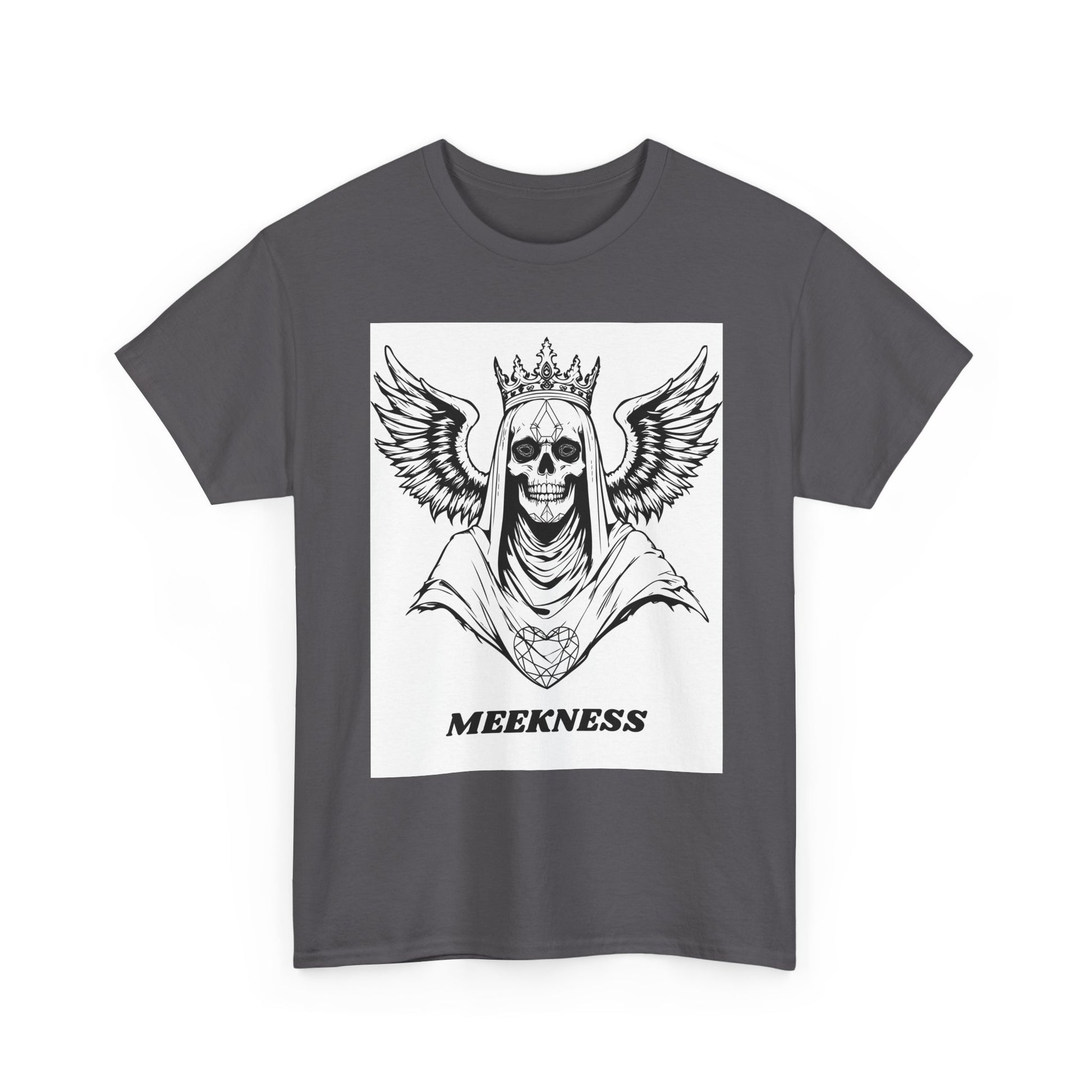 Skull Crown Wings Cotton Tee Shirt White Background