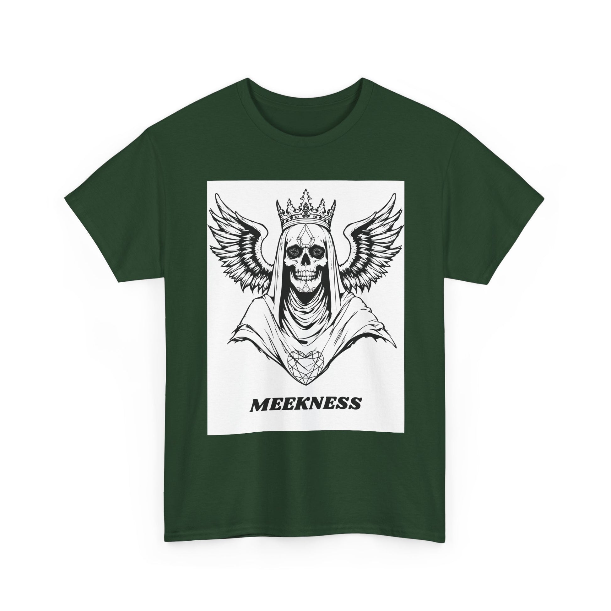 Skull Crown Wings Cotton Tee Shirt White Background