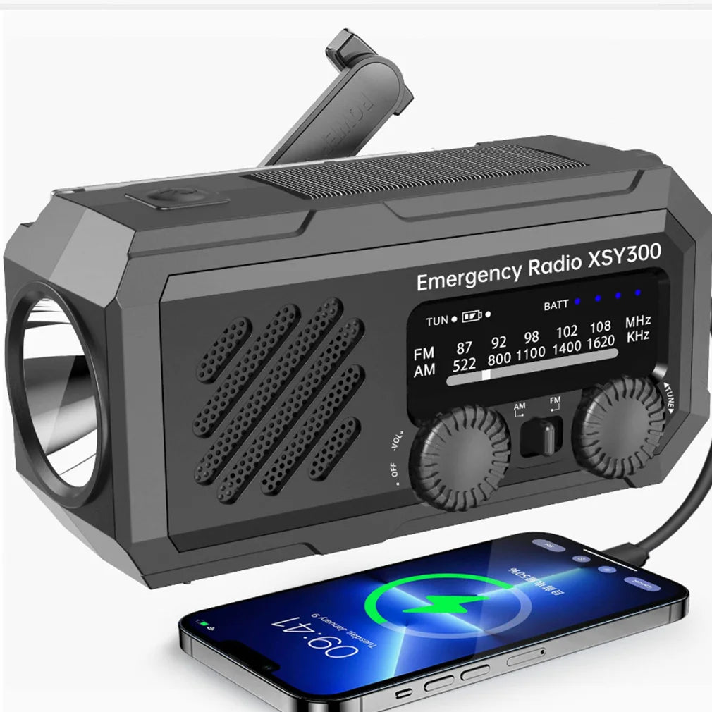 New 2000mAh Emergency Radio Solar Hand Crank Generator Radio with LED Light Weather AM/FM Portable Radio SOS Alarm Power Bank