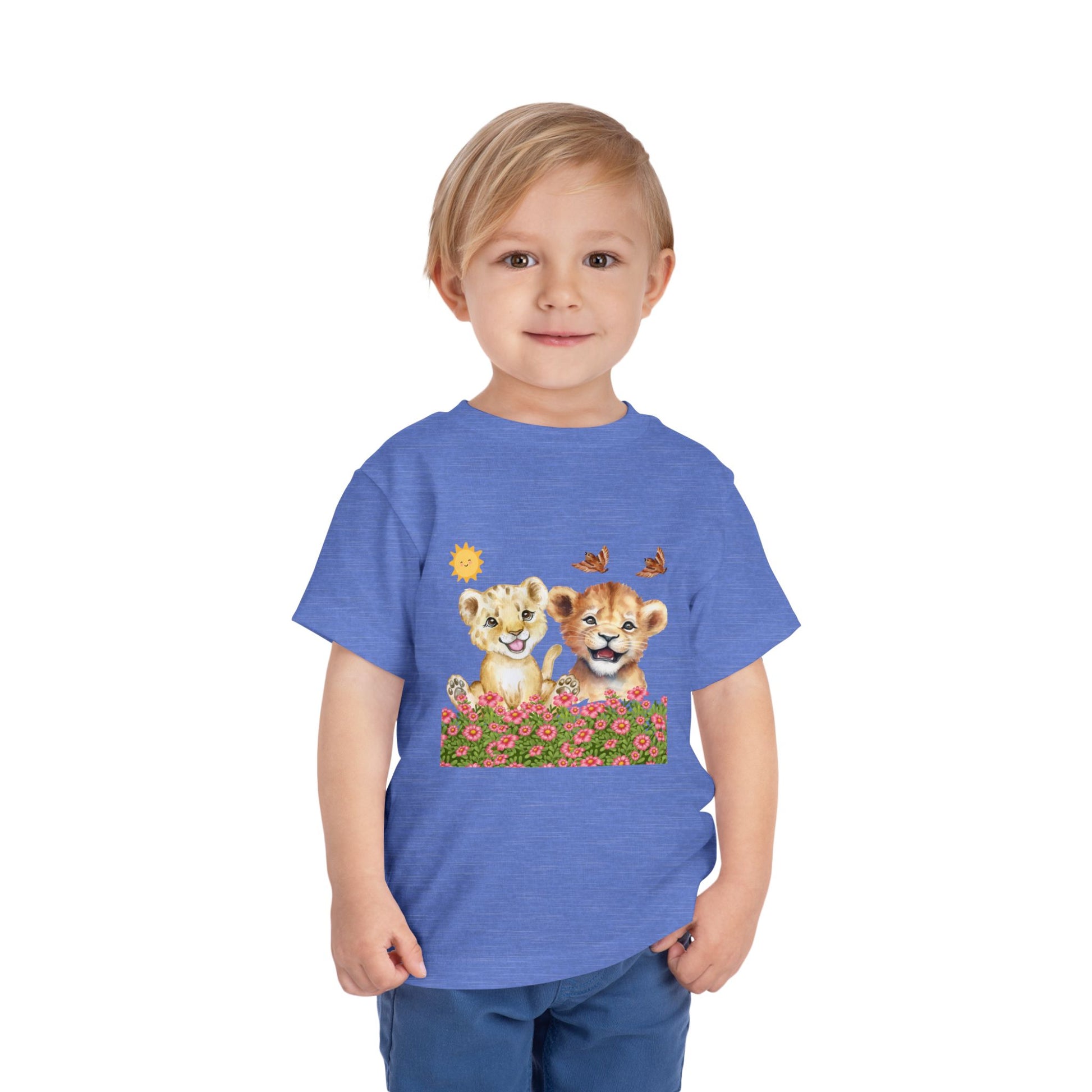 Toddler Short Sleeve Tee Shirt Cubs In Flower Bush