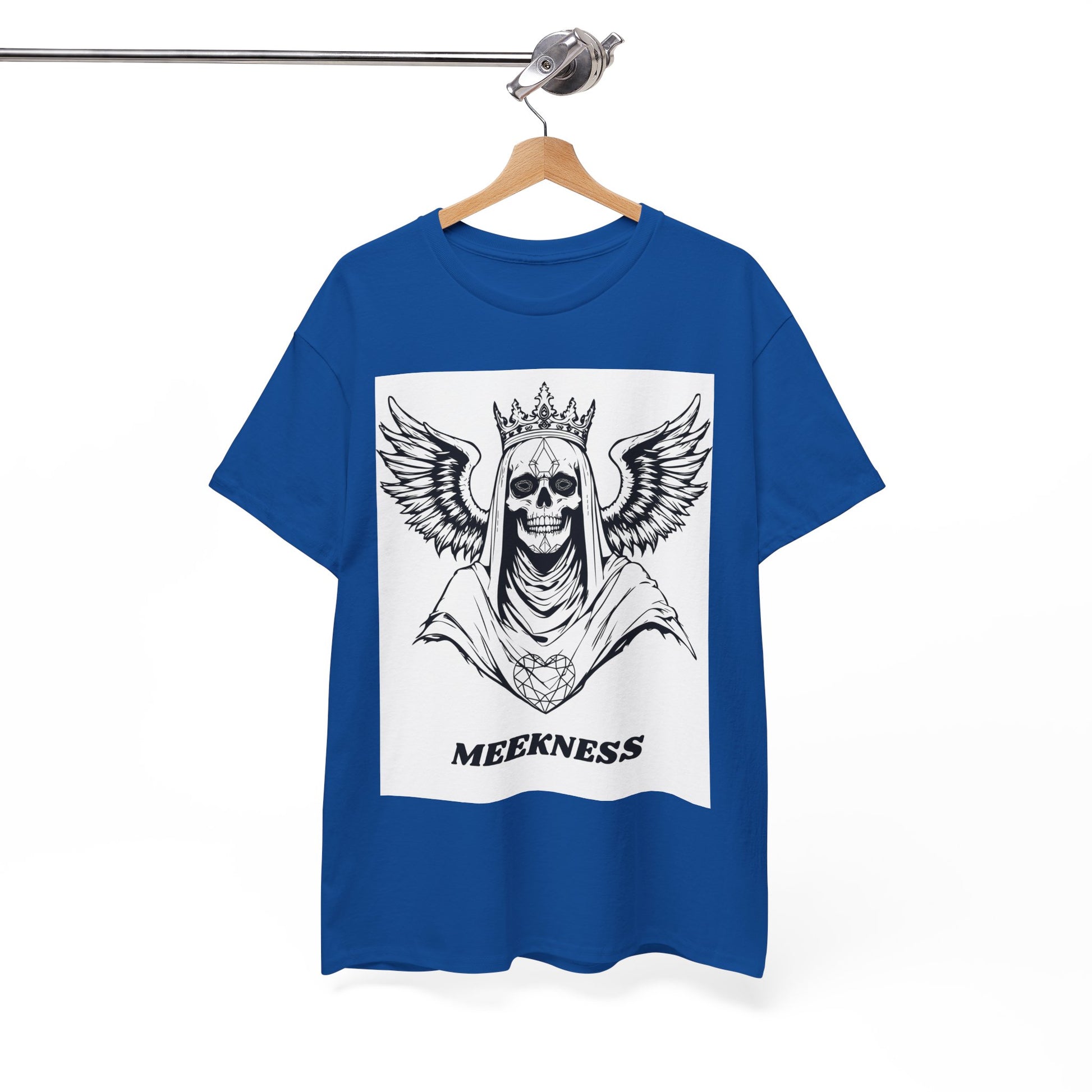 Skull Crown Wings Cotton Tee Shirt White Background