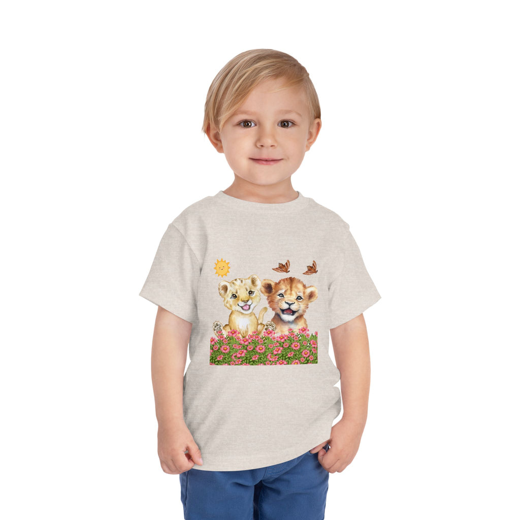 Toddler Short Sleeve Tee Shirt Cubs In Flower Bush