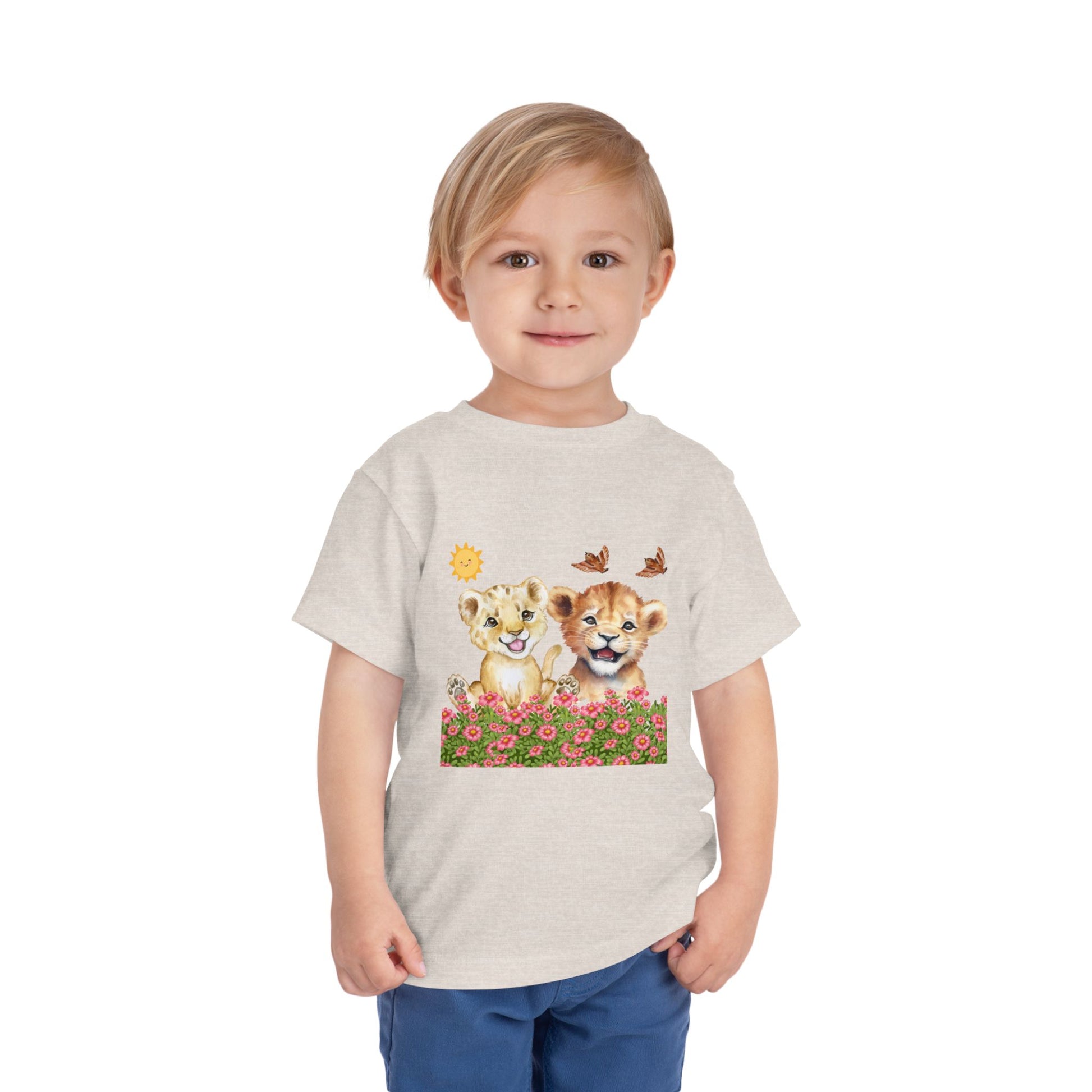 Toddler Short Sleeve Tee Shirt Cubs In Flower Bush