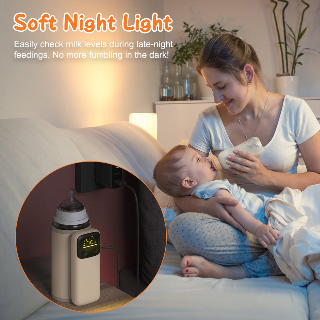1Pc Portable Bottle Warmer With Night Light On The Go Coffee Mug, Canteen or Baby Bottle Milk Warmer Chargeable for Travel With 6 Heating Levels