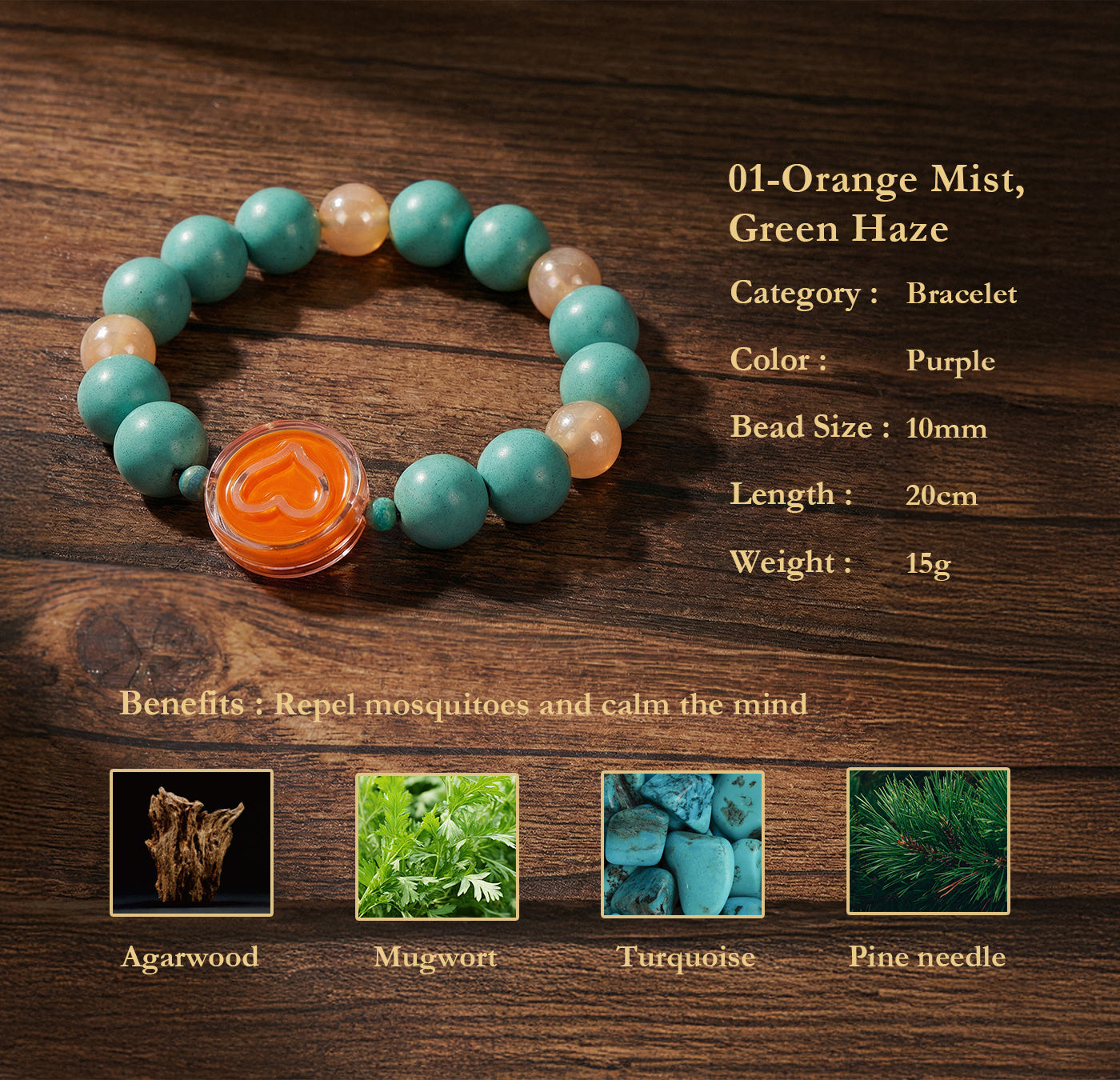 Elegant Herbal Bracelet Jewelry Boost Calmness