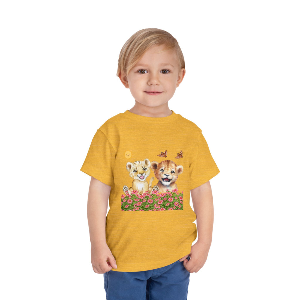Toddler Short Sleeve Tee Shirt Cubs In Flower Bush