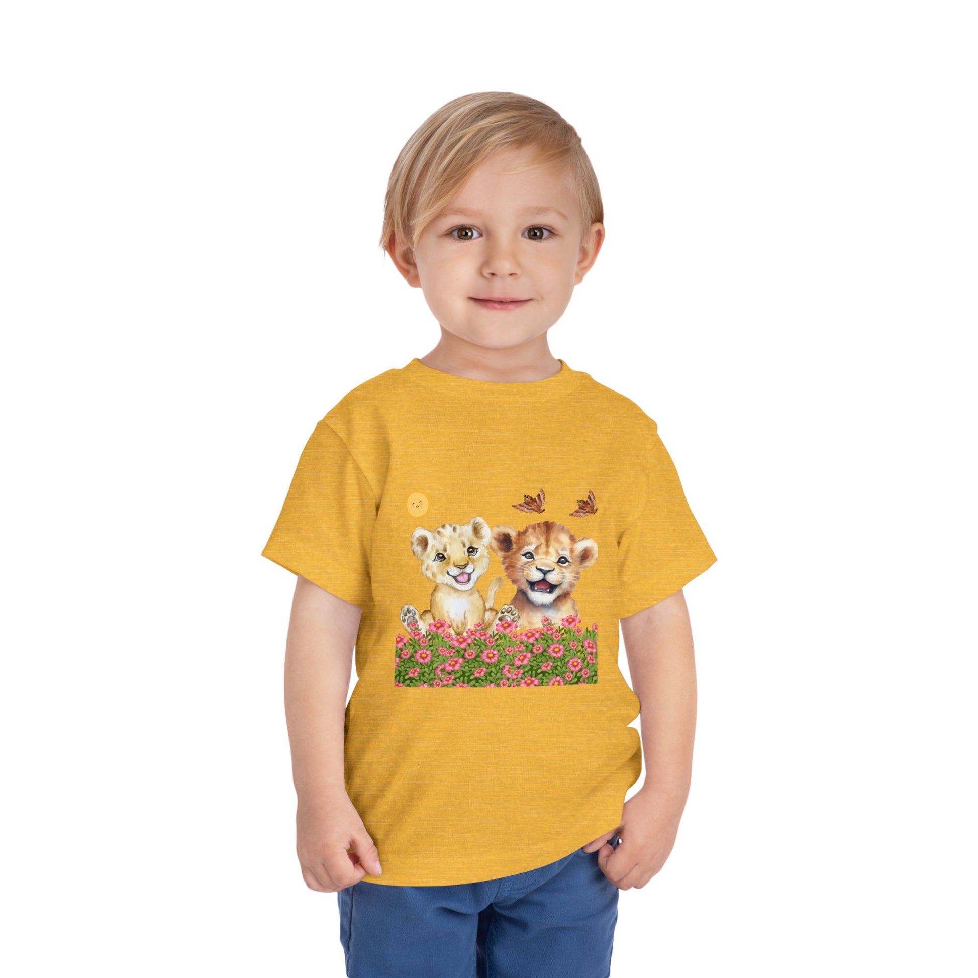 Toddler Short Sleeve Tee Shirt Cubs In Flower Bush
