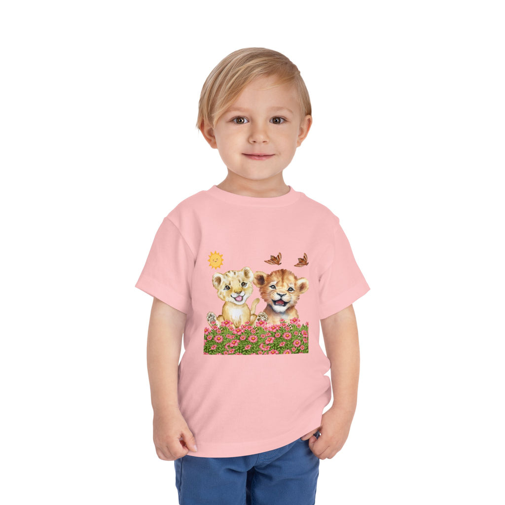 Toddler Short Sleeve Tee Shirt Cubs In Flower Bush