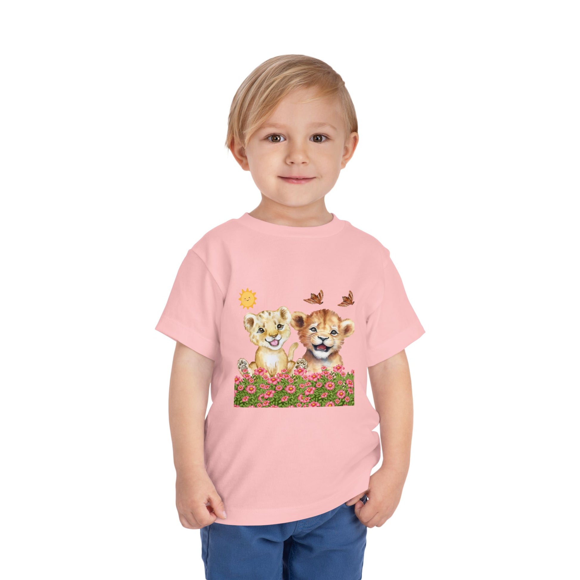 Toddler Short Sleeve Tee Shirt Cubs In Flower Bush